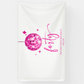 Forty Pink Disco Ball 40th Birthday Party Spandoek (Verticaal)