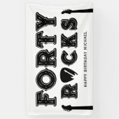 Forty Rocks Guitar Pick 40th Birthday Party Spandoek (Verticaal)