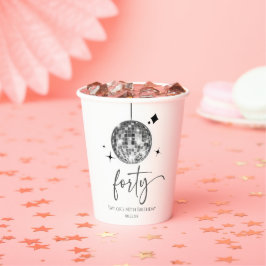 Forty Silver Disco Ball 40th Birthday Party Papieren Bekers