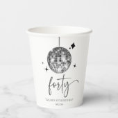 Forty Silver Disco Ball 40th Birthday Party Papieren Bekers (Achterkant)