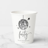 Forty Silver Disco Ball 40th Birthday Party Papieren Bekers (Voorkant)