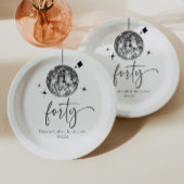 Forty Silver Disco Ball 40th Birthday Party Papieren Bordje