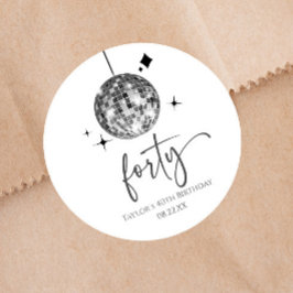 Forty Silver Disco Ball 40th Birthday Party Ronde Sticker