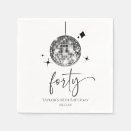 Forty Silver Disco Ball 40th Birthday Party Servet