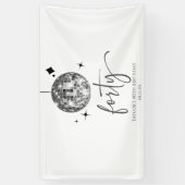 Forty Silver Disco Ball 40th Birthday Party Spandoek (Verticaal)