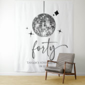 Forty Silver Disco Ball 40th Birthday Party Wandkleed (In situ)
