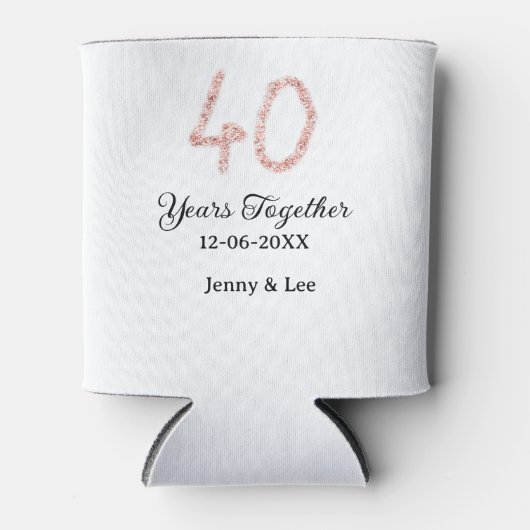 Forty years together black pink glitter bold lette blikjeskoeler (Voorkant)