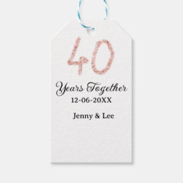 Forty years together black pink glitter bold lette cadeaulabel