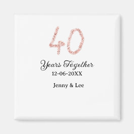 Forty years together black pink glitter bold lette magneet