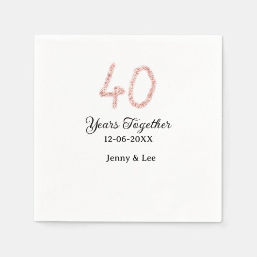Forty years together black pink glitter bold lette servet (Voorkant)