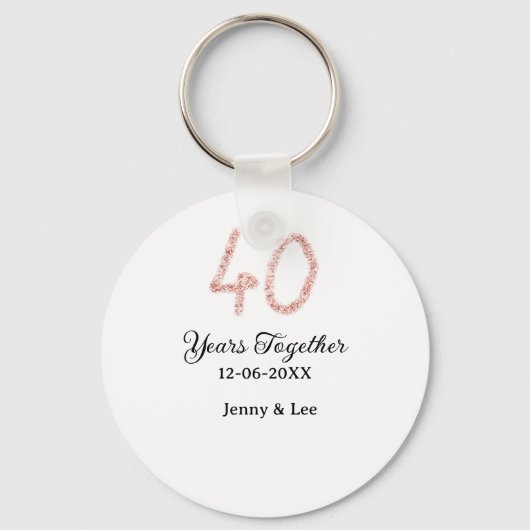 Forty years together black pink glitter bold lette sleutelhanger (Voorkant)