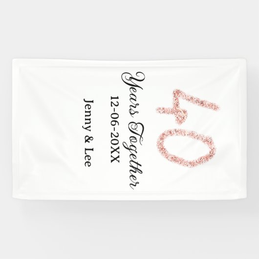 Forty years together black pink glitter bold lette spandoek (Horizontaal)