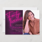 Fortylicious - 40e Verjaardag Uitnodiging met Foto (Voorkant)