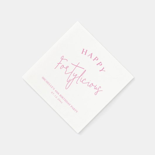 Fortylicious 40th Birthday Party Pink Girly Servet (Hoek)