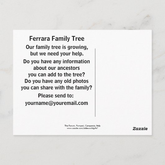 Forum, Pompeii, Campanië, Italië Briefkaart (Achterkant)