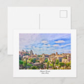 Forum Romanum Rome, Italië Waterverf Schilderij Briefkaart (Voorkant / Achterkant)