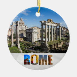 Forum Ruins Rome Italië Reisfoto Kerstmis Keramisch Ornament