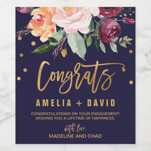 Forumn Floral Engagement Party Cadeft Wijn Etiket (Enkel label)