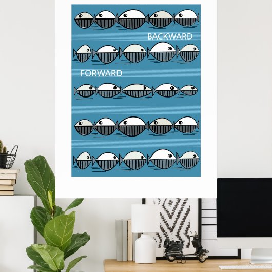 Forward and Backward – Minimal Fish Pattern Poster (Thuiskantoor)