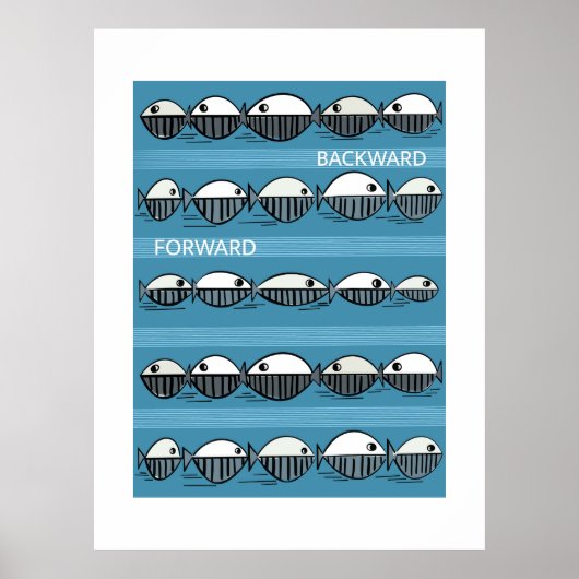 Forward and Backward – Minimal Fish Pattern Poster (Voorkant)