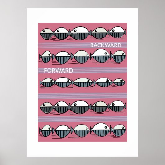 Forward and Backward – Minimal Fish Pattern Poster (Voorkant)