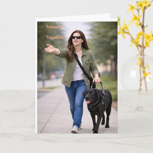 Forward Together Black Lab Guide Dog Graduation Kaart (Gele Bloem)