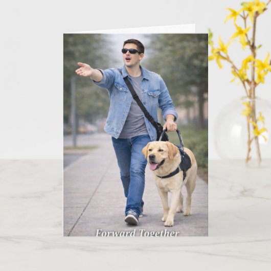 Forward Together – Guide Dog Team Graduation Card Kaart (Gele Bloem)