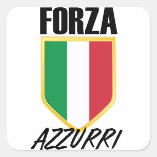 Forza Azzurri Italy Flag Soccer Vierkante Sticker