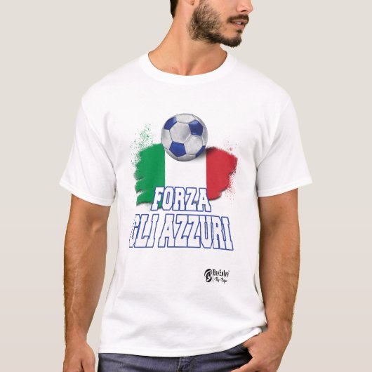 Forza Gli Azzuri versie 3 Wit T-shirt (Voorkant)
