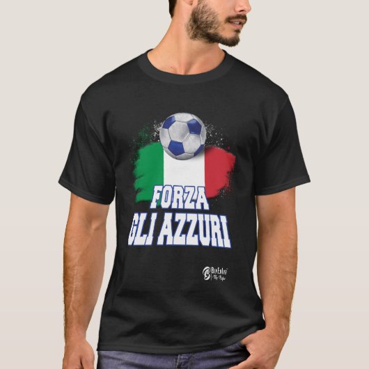 Forza Gli Azzuri versie 3 Zwart T-shirt (Voorkant)