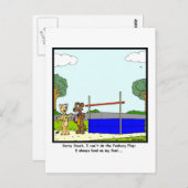 Fosbury Flop: Kat-cartoon Briefkaart (Voorkant / Achterkant)