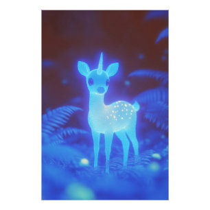 fosforescerende saffier fawnicorn foto afdruk