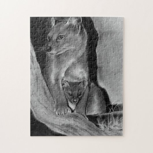 Fossa kat en baby puzzel (Verticaal)