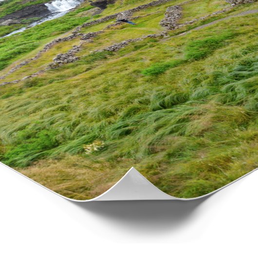 Fossarrett Waterfall, IJsland Poster (Hoek)