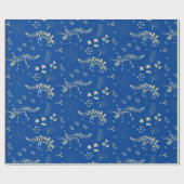Fossiel graven Dinosaurus Blauw en beige Cadeaupapier (Vlak)