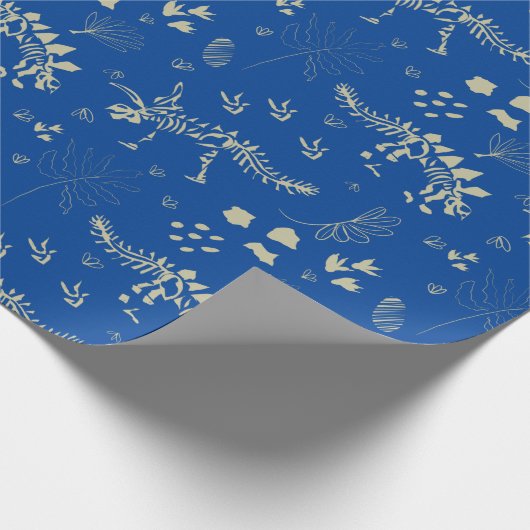 Fossiel graven Dinosaurus Blauw en beige Cadeaupapier (Hoek)
