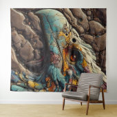 Fossiel van een uitgestorven vogel in rotsen - AI Wandkleed (In Situ (horizontaal))