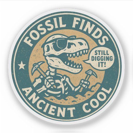 Fossiel vindt oude koele T-Rex-archeologie Sticker (Voorkant)