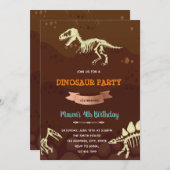 Fossiele dinosaurus uitnodiging voor verjaardag (Voorkant / Achterkant)