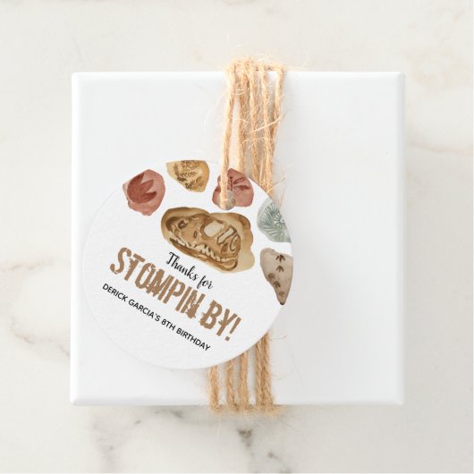 Fossiele dinosaurus verjaardagsfeestje gunstag bedankjes labels (In situ)