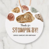 Fossiele dinosaurus verjaardagsfeestje gunstag bedankjes labels (Voorkant)