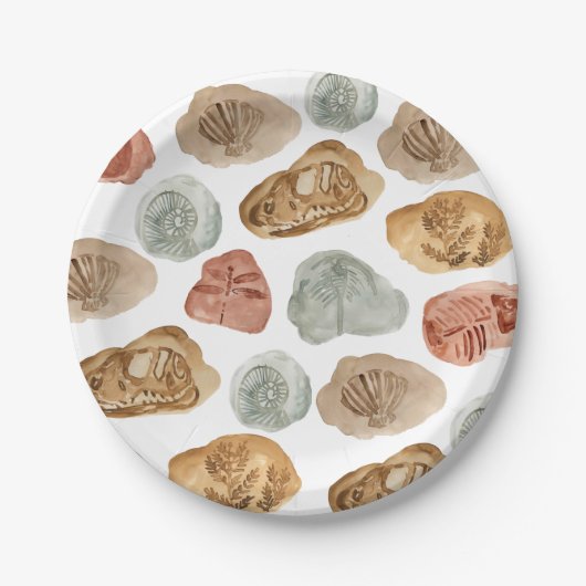 Fossiele dinosaurus verjaardagsfeestje papier bord (Voorkant)