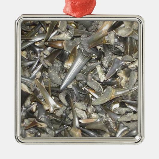 Fossiele haaientanden patroon metalen ornament (Voorkant)