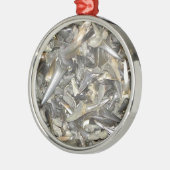 Fossiele haaientanden patroon metalen ornament (Links)