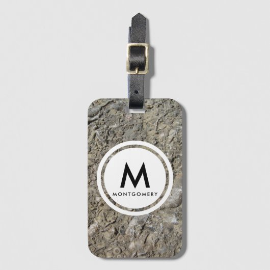 Fossiele Hash kalksteen monogram Bagagelabel (Voorkant (verticaal))
