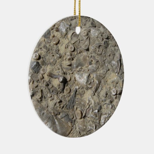 Fossiele Hash Rock Print Keramisch Ornament (Rechts)