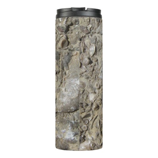 Fossiele kalksteen met naam en monogram thermosbeker (Achterkant)