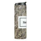 Fossiele kalksteen met naam en monogram thermosbeker (Gedraaid links)