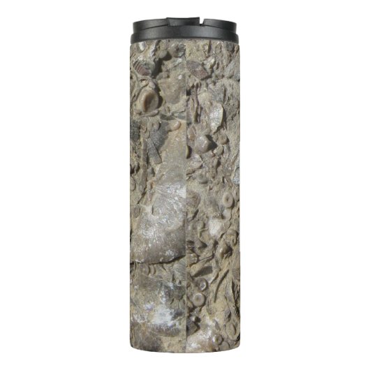 Fossiele kalksteen met naam en monogram thermosbeker (Achterkant)