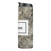 Fossiele kalksteen met naam en monogram thermosbeker (Geroteerd rechts)